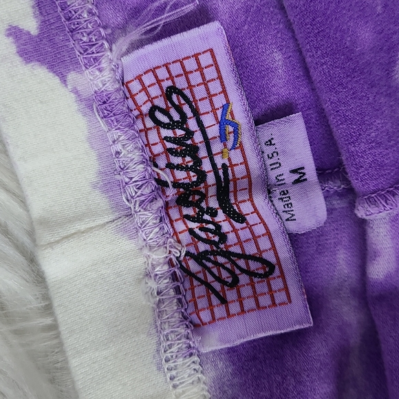 Biker Shorts Size Medium Tie Dye White Purple Cotton Blend Athleisure Unicorn - Picture 4 of 4